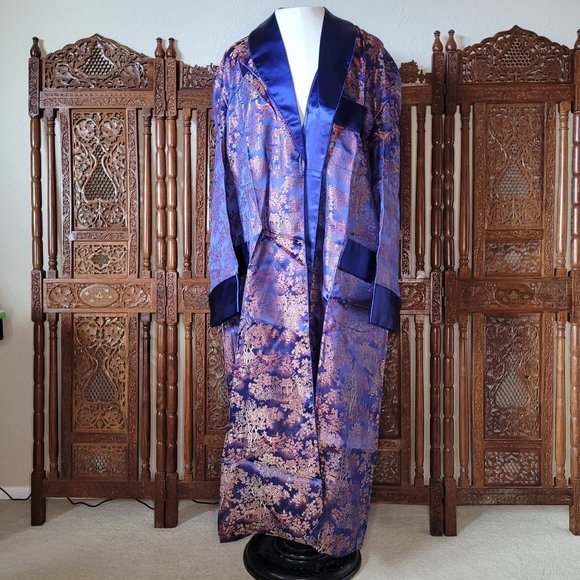 NWT Longevity Asian embroidered blue robe, size 48 XL - Picture 2 of 14